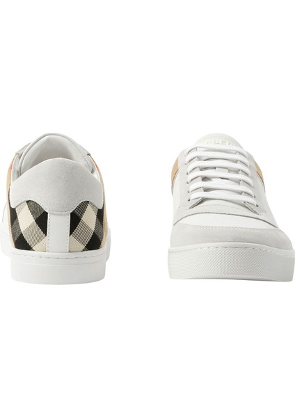 New Reeth Low Deri Süet ve Pamuklu Beyaz Erkek Sneaker