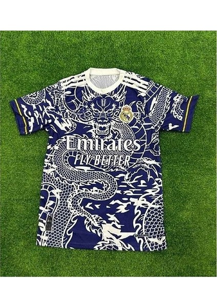 Real Madrid 2023/24 Yeni Sezon Dragon Desenli Isimsiz Forması (Mavi)