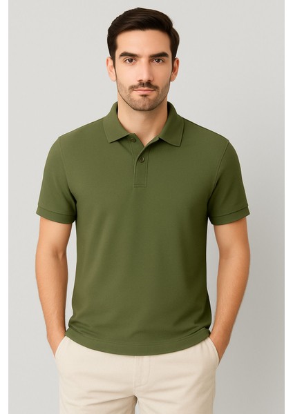 Regular Fit %100 Pamuk Polo Yaka Yarım Kollu Basic T-Shirt