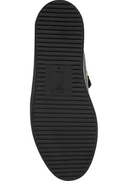 Siyah Fermuar Detaylı Erkek Deri Sneaker