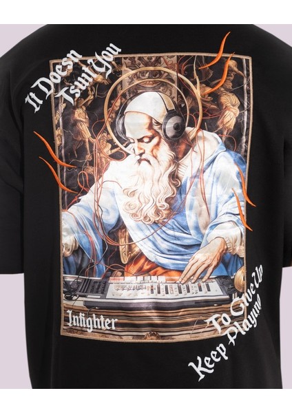 Erkek Kısa Kol Premium Old Dj Oversize Siyah modelleri