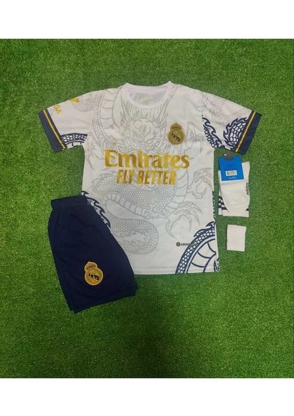 Cristiano Ronaldo Real Madrid 2024/25 Yeni Sezon (Gold) Dragon Desenli Çocuk Forması 4'lü Set fiyatları