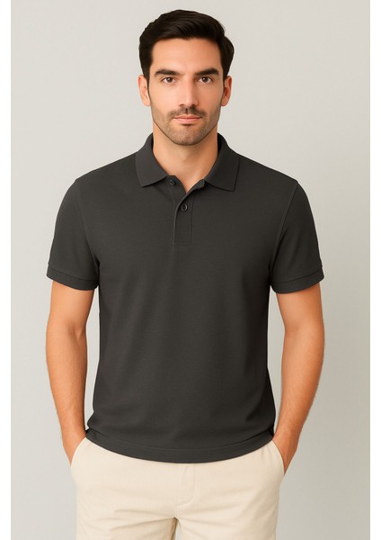 Regular Fit %100 Pamuk Polo Yaka Yarım Kollu Basic T-Shirt