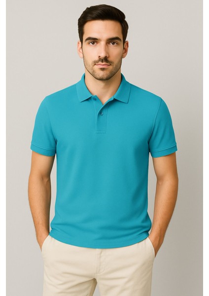 Regular Fit %100 Pamuk Polo Yaka Yarım Kollu Basic T-Shirt
