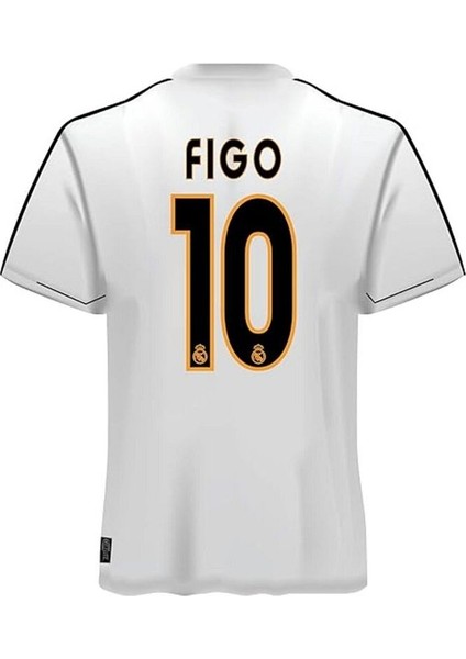 R.madrid 03/04 Iç Saha #10 L. Figo Futbol Forması Retro Kısa Kollu