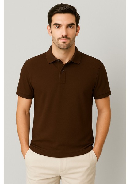 Regular Fit %100 Pamuk Polo Yaka Yarım Kollu Basic T-Shirt