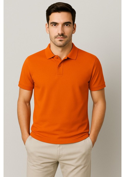 Regular Fit %100 Pamuk Polo Yaka Yarım Kollu Basic T-Shirt