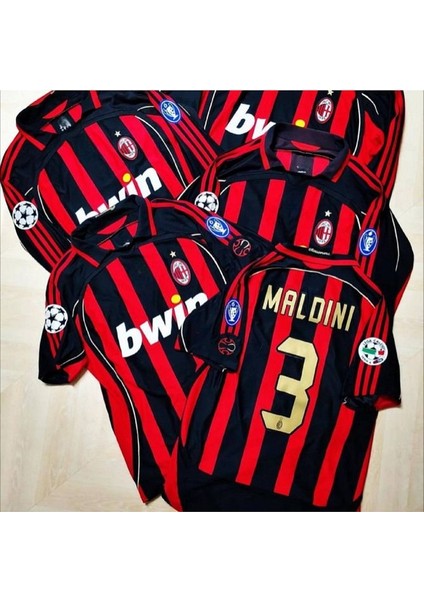 A.c M.i.l.a.n 2007 Sezonu #3 Maldini Özel Nostalji Forması Kısa Kol (Kırmızı/siyah)