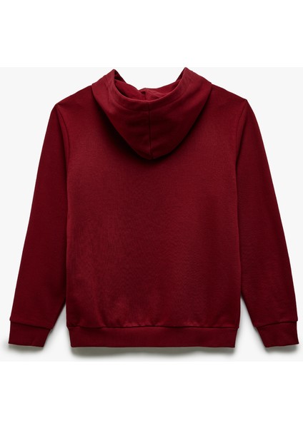 Yeni Sezon Uzun Kollu Pamuk Karışımlı Cepli Slogan Baskılı Kapşonlu Sweatshirt fırsatları