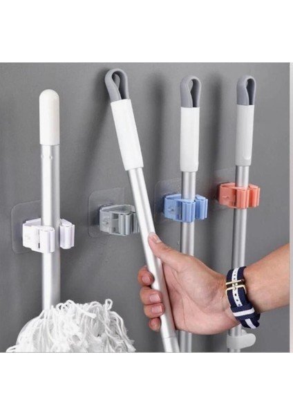 4'lü Yapışkanlı Pratik Mop ve Fırça Tutucu Seti, Kolay Temizlik Için Ideal