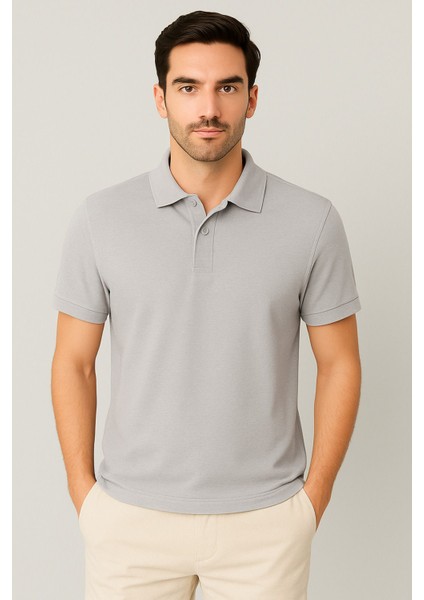 Regular Fit %100 Pamuk Polo Yaka Yarım Kollu Basic T-Shirt