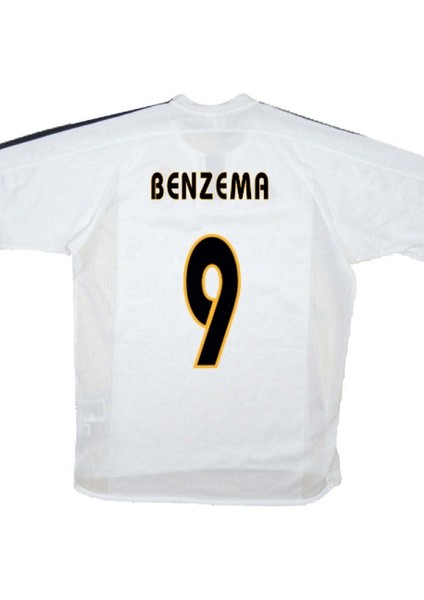 2003/04 R.madrid Iç Saha #9 Benzema Futbol Forması Retro Uzun Kollu Beyaz