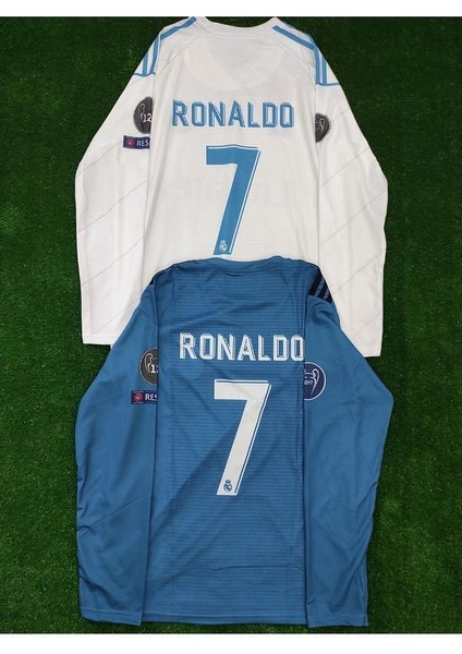 R.madrid #7 C.ronaldo Kiev % Turkuaz Uzun Kollu Forması 2 Li Set