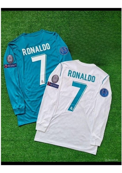 R.madrid #7 C.ronaldo Kiev % Turkuaz Uzun Kollu Forması 2 Li Set modelleri