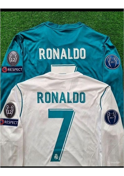 R.madrid #7 C.ronaldo Kiev % Turkuaz Uzun Kollu Forması 2 Li Set fırsatları