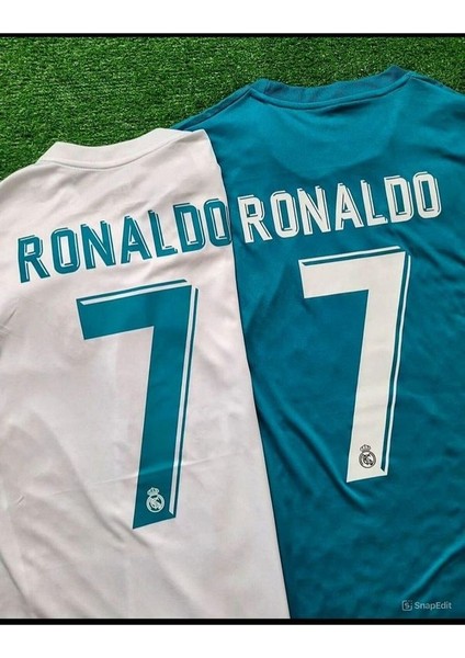 R.madrid #7 C.ronaldo Kiev % Turkuaz Uzun Kollu Forması 2 Li Set indirimleri