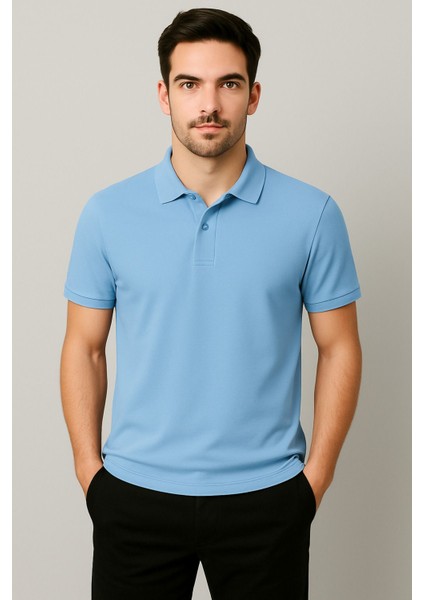Regular Fit %100 Pamuk Polo Yaka Yarım Kollu Basic T-Shirt