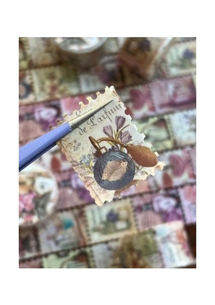 Parfüm Desenli Tek Tek Çıkartmalı 5m Pul Washi Bant/Masking Tape/Washi Tape/Bullet Journal/Scrapbook/Defter Süsleme