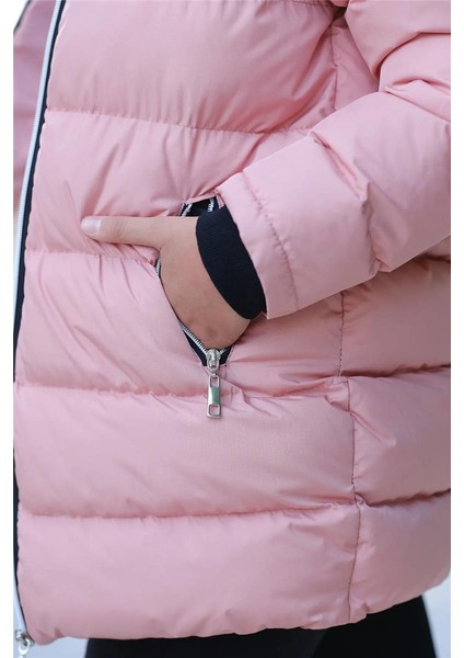 Kız Çocuk Kapüşonlu Kalın Uzun Şişme Mont KM.YY31 fırsatları