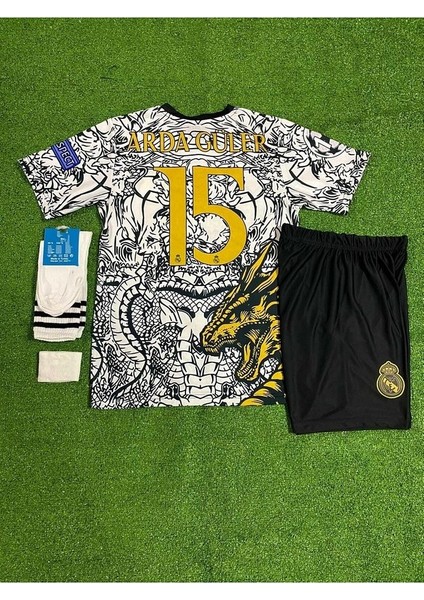 #15 /arda /güler Real Madrid Yeni Sezon Dragon Desenli Çocuk Forması 4'lü Set (Black-White) modelleri