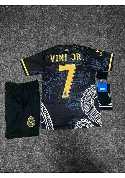 #7 Vini Jr Real Madrid Yeni Sezon Dragon Desenli Çocuk Forması 4'lü Set (Black) fiyatları