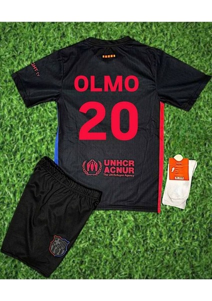 Fc/ Barcelona #20 Dani Olmo 2024/25 Deplasman Çocuk Forması 4 Lü Set (Black)
