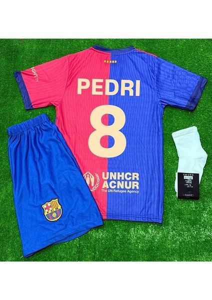 Fc/ Barcelona #8 Pedri 2024/25 Iç Saha Çocuk Forması 4 Lü Set
