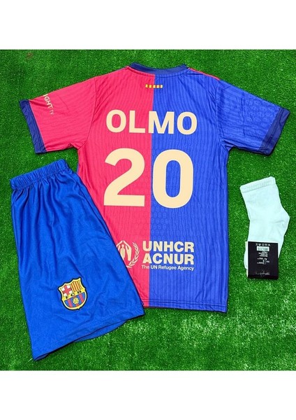 Fc/ Barcelona #20 Dani Olmo 2024/25 Iç Saha Çocuk Forması 4 Lü Set