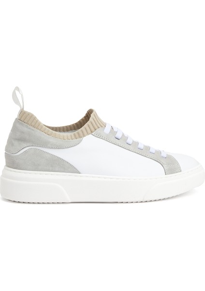 Bej Beyaz Erkek Deri Sneaker