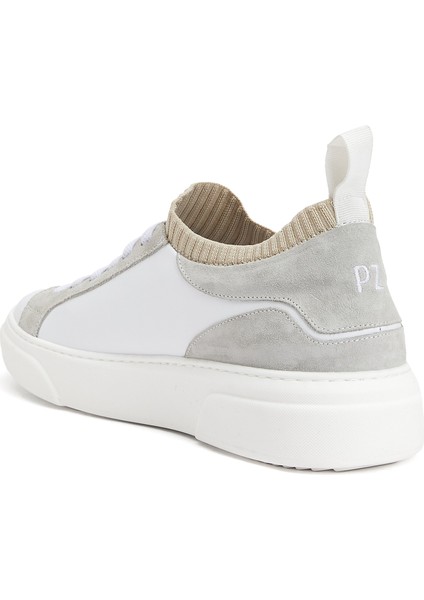 Bej Beyaz Erkek Deri Sneaker