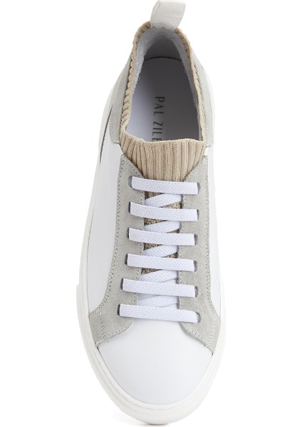 Bej Beyaz Erkek Deri Sneaker