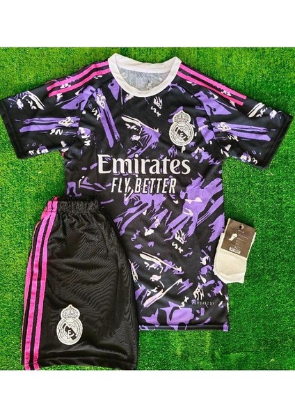 Reall/madrid #9 Kylian Mbappe Özel Tasarım Çocuk Forması 4 Lü Set(Mor) modelleri
