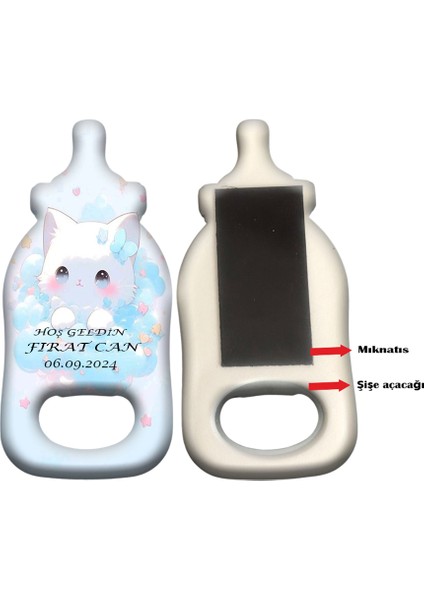 Yeni Doğan Bebek Için Özel Tasarlanabilen Biberon Temalı Magnet Açacak MG0032