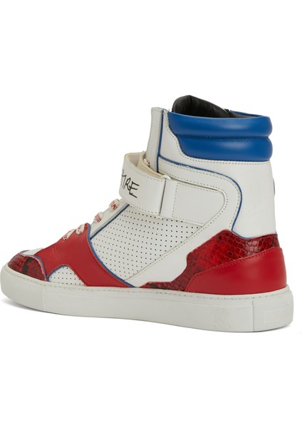 Beyaz Logo Detaylı Erkek Deri Sneaker modelleri