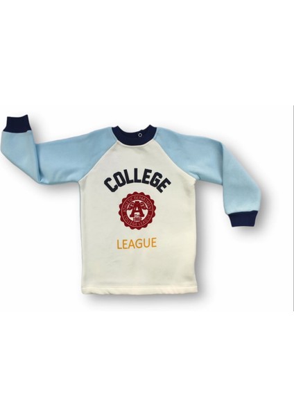 9-12 12-18 18-24 24-36 Ay College Baskılı 3 Iplik Kumaş Uzun Kollu Sweatli 2li Erkek Bebek Takımı Mavi fiyatları