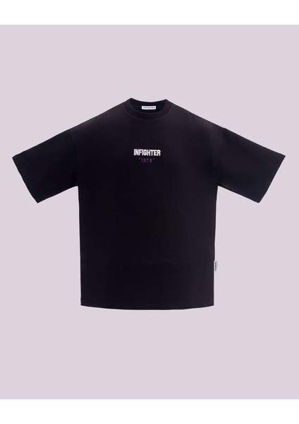 Erkek Kısa Kol Leather Applique Oversize Siyah Tişört fiyatları