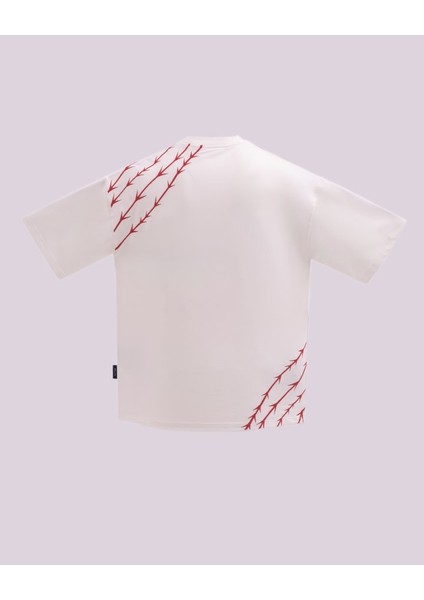 Erkek Kısa Kol Barbed Wire Oversize Ekru