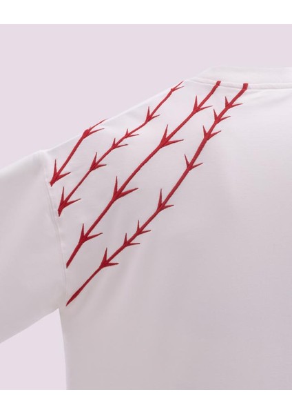 Erkek Kısa Kol Barbed Wire Oversize Ekru