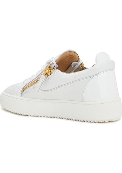 Beyaz Fermuar Detaylı Erkek Deri Sneaker modelleri