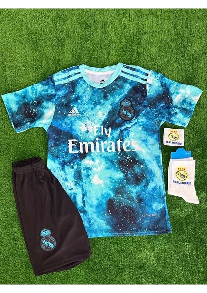 Real Madrid 2025/26 Yeni Sezon Galaxy Desenli Ronaldo Çocuk Forması 4'lü Set fiyatları