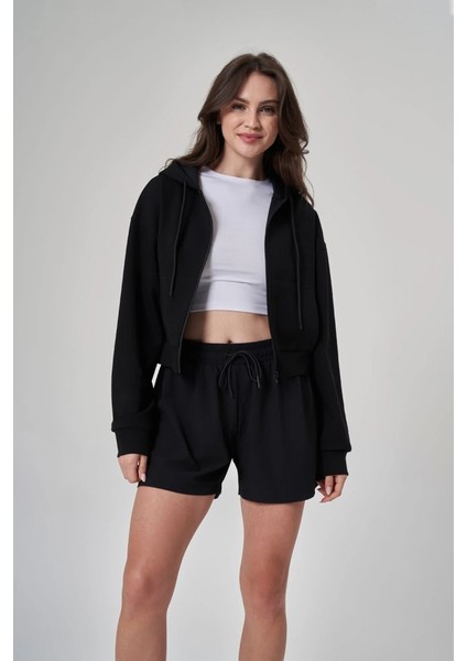 Kadın Fermuarlı Siyah Sweatshirt 1529109-SİYAH indirimleri