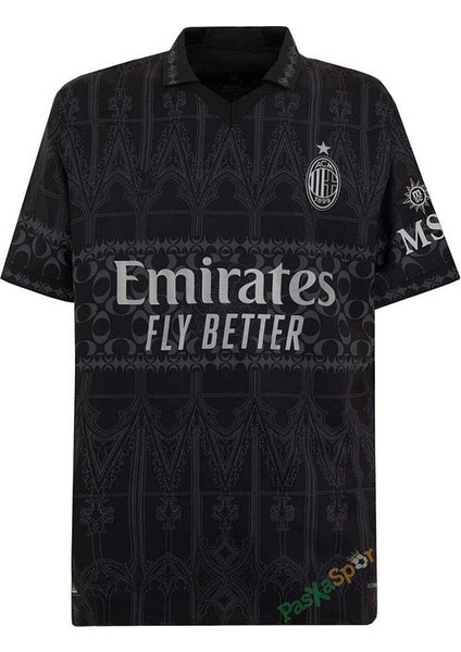 Yeni Sezon Ac Milan 2024 Fourth x Pleasures Siyah Player Versiyon Forması