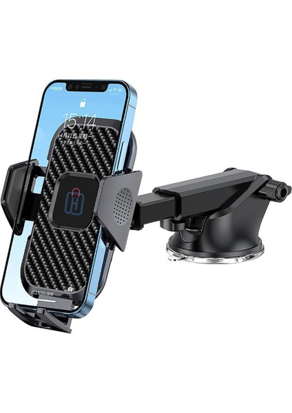 Hb-39 Otomatik Klipsli Araba Telefon Tutucu Ayarlanabilir Cam ve Torpido Için Yüksek Kalite Tutucu