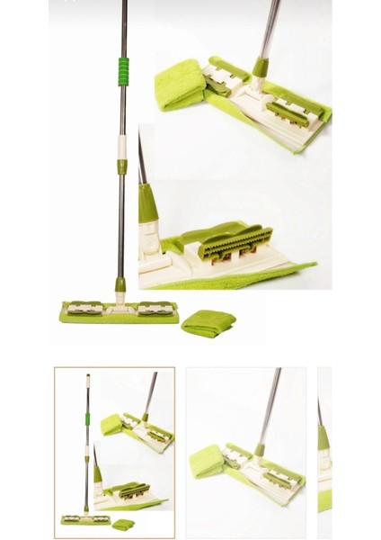 Pratik ve Çok Amaçlı Sihirli Temizlik Seti, Tak ve Yedek Bezli, Yeşil Renk