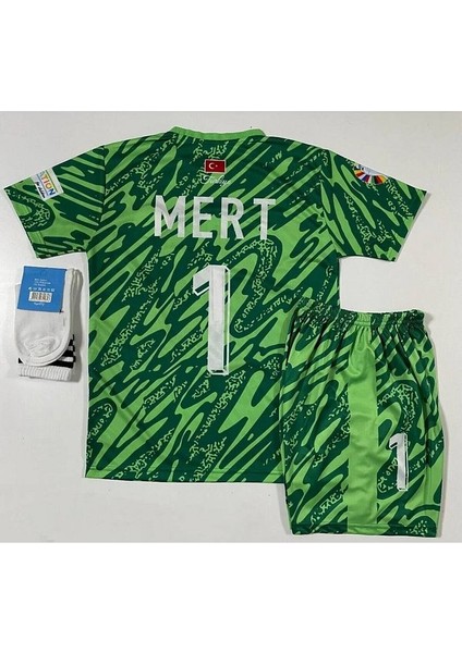 Mert Günok #1 Euro 2024/25 Sezon Kaleci Futbol Çocuk Futbol Formas 3'lü Set modelleri