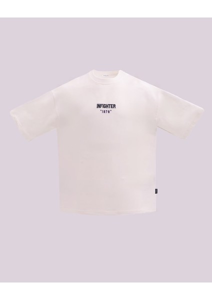 Erkek Kısa Kol Leather Applique Oversize Ekru Tişört fiyatları