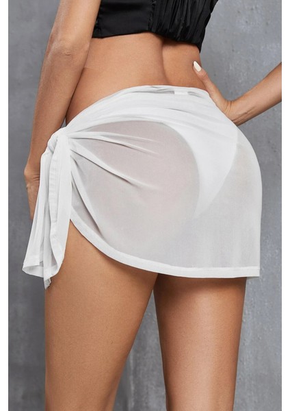 Kadın Beyaz Transparan Belden Bağlamalı Pareo indirimleri