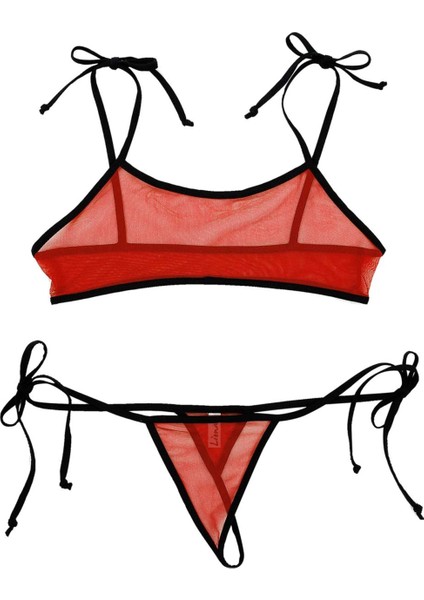 Miraylife - Kırmızı Sütyen String Çamaşırı Takımı