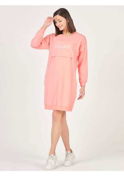 Hamile Hoodie Elbise Somon