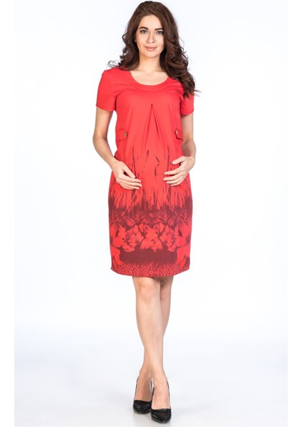 Hamile Desenli Kısa Kollu Elbise Narçiçeği